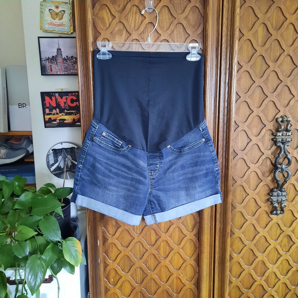 Levi Strauss Signature Gold Maternity Shortie Denim Shorts - Size S - Picture 3 of 16